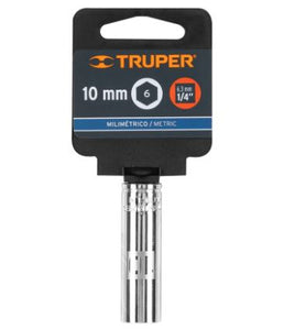 DADO LARGO DE 10MM, 6 PUNTAS, CUADRO 1/4'' TRUPER 13204 *