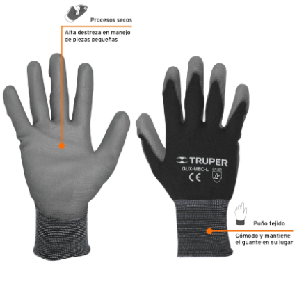 GUANTES DE NYLON RECUBIERTOS DE POLIURETANO, CHICOS 13290 *