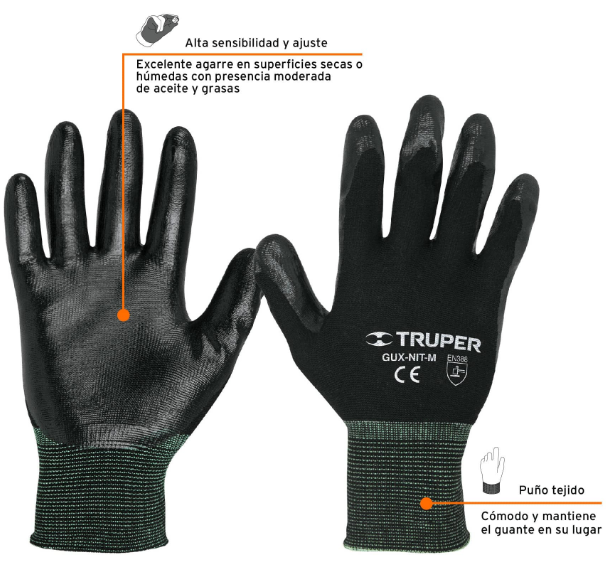 GUANTES DE NYLON RECUBIERTOS DE NITRICO, M, TRUPER 13294 *