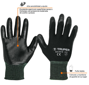GUANTES DE NYLON RECUBIERTOS DE NITRICO, M, TRUPER 13294 P