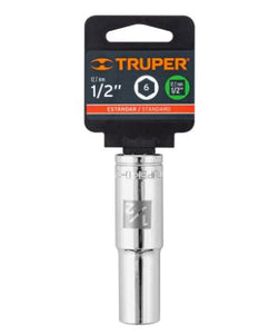 DADO LARGO DE 1/2'', 6 PUNTAS, CUADRO 1/2'', TRUPER 13325 N