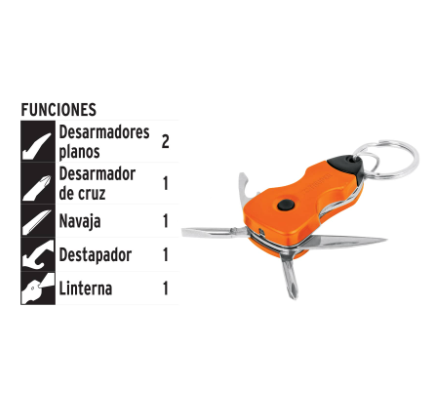 MULTIHERRAMIENTA 6 FUNCIONES , CON LED, TIPO LLAVERO, TRUPER 13336 N