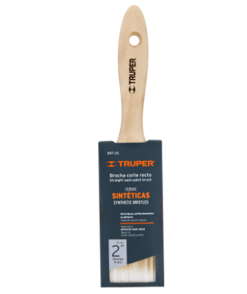BROCHA CERDAS SINTÉTICAS 2'' CORTE RECTO, MANGO DE MADERA 13344 *
