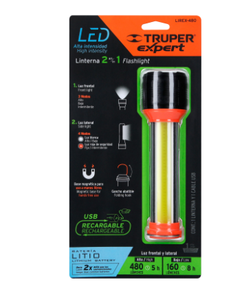 LINTERNA RECARGABLE CON LUZ EMERGENCIA, 480LM, TRUPER EXPERT 13415 *