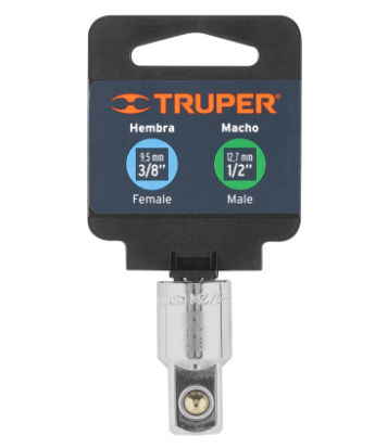 ADAPTADOR PARA MATRACA DE CUADRO 3/8'' A CUADRO 1/2'', TRUPER 13420 *