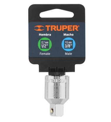 ADAPTADOR PARA MATRACA DE CUADRO 1/2'', CUADRO 3/8'', TRUPER 13422 *