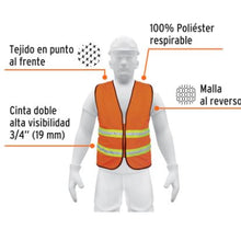 Cargar imagen en el visor de la galería, CHALECO DE SEGURIDAD NARANJA ALTA VISIBILIDAD CON CIERRE 13473 P
