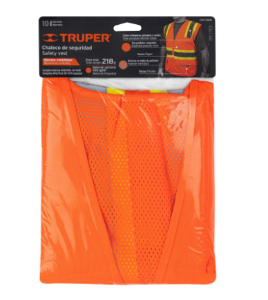 CHALECO DE SEGURIDAD, MAXIMA VISIBILIDAD, CON BOLSAS,NARANJA 13475 *