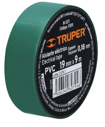CINTA DE AISLAR TRUPER 9M X 19MM
