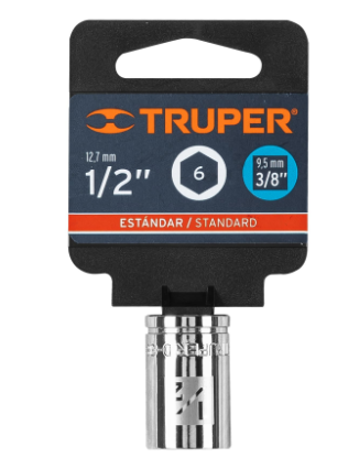 DADO DE 1/2', 6 PUNTAS, CUADRO 3/8', TRUPER 13609 *