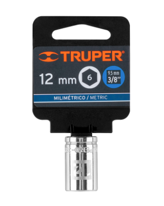 DADO DE 12 MM, 6 PUNTAS, CUADRO 3/8', TRUPER 13676 P