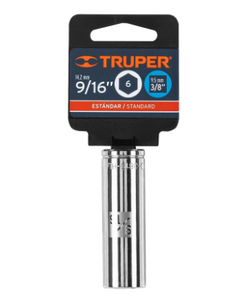 DADO LARGO DE 9/16', 6 PUNTAS, CUADRO 3/8', TRUPER 13715 N