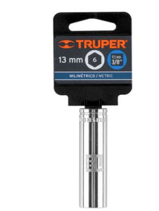 DADO LARGO DE 13MM, 6 PUNTAS, CUADRO 3/8'', TRUPER 13773 N