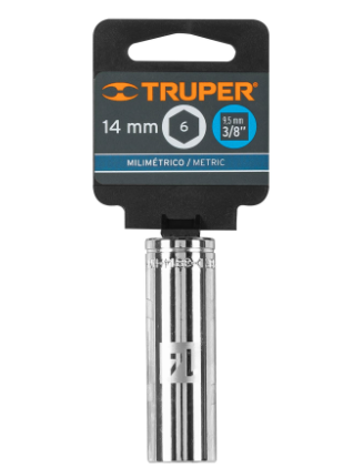 DADO LARGO DE 14 MM, 6 PUNTAS, CUADRO 3/8', TRUPER 13774 *