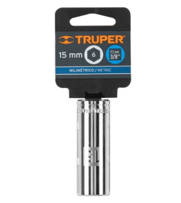 DADO LARGO DE 15MM, 6 PUNTAS, CUADRO 3/8'', TRUPER 13775 N