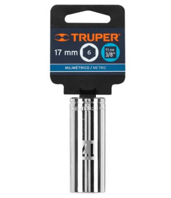 DADO LARGO DE 17MM, 6 PUNTAS, CUADRO 3/8'', TRUPER 13777 *