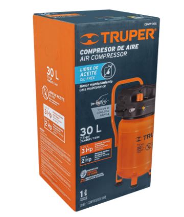 COMPRESOR DE AIRE LIBRE DE ACEITE, 30 L, 3HP (POTENCIA MÀX) 13836 *L