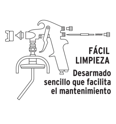 PISTOLA P/PINTAR SUCCIÓN HVHP, VASO ALUM, 1.8MM, 3 PERILLAS 14085 N