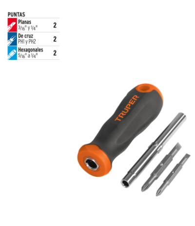 DESARMADOR 2 PUNTAS DOBLES Y BARRA C/ 2 CAJAS HEXAGONALES 14200 *