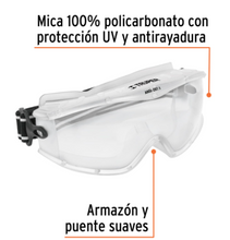 Cargar imagen en el visor de la galería, GOGGLES DE SEGURIDAD PROFESIONALES, ANTIEMPAÑO, EXPERT 14214 P
