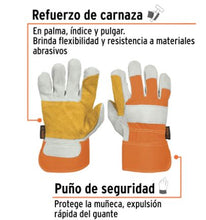 Cargar imagen en el visor de la galería, GUANTES DE CARNAZA Y LONETA, CON REFUERZO, UNITALLA, TRUPER 14246 P
