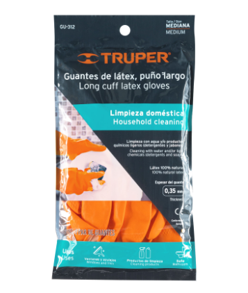 GUANTES DE LÀTEX PARA LIMPIEZA, MEDIANOS, TRUPER 14262 *