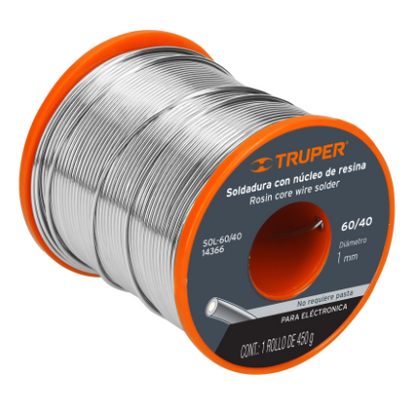 SOLDADURA CON NÚCLEO RESINA 60/40, PARA ELECTRÓNICA, 450 G 14366 P