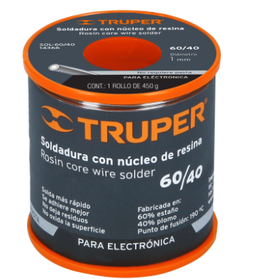 SOLDADURA CON NÚCLEO RESINA 60/40, PARA ELECTRÓNICA, 450 G 14366 P