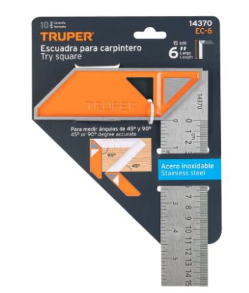ESCUADRA 6'' PARA CARPINTERO CON MANGO 100% DE ALUMINIO 14370 P
