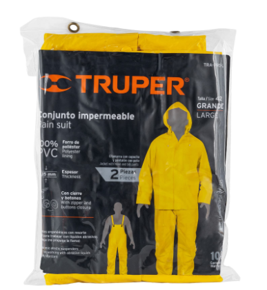 CONJUNTO IMPERMEABLE DOPLE CAPA, TALLA G, TRUPER 14419 P