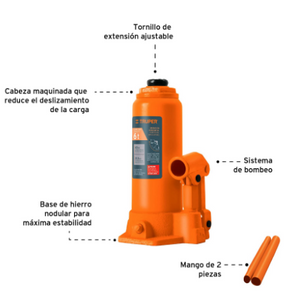 GATO HIDRÀULICO DE BOTELLA DE 6 TON, TRUPER 14814 P