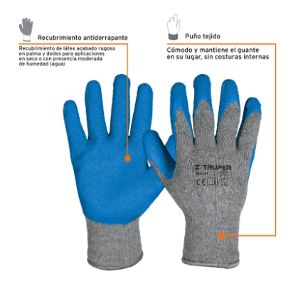 GUANTES DE POLIÈSTER RECUBIERTOS DE LATEX, CH TRUPER 15265 *