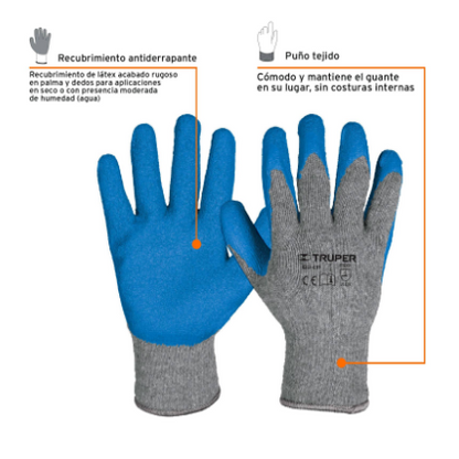 GUANTES DE POLIÈSTER RECUBIERTOS DE LATEX, CH TRUPER 15265 *