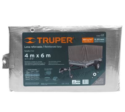 LONA GRIS REFORZADA 4 X 6M, TRUPER 15365 *L