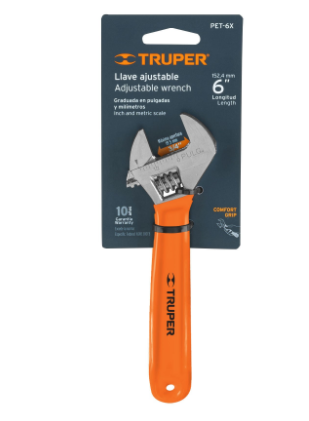 LLAVE AJUSTABLE (PERICO), CROMADO 6', COMFORT GRIP 15509 *