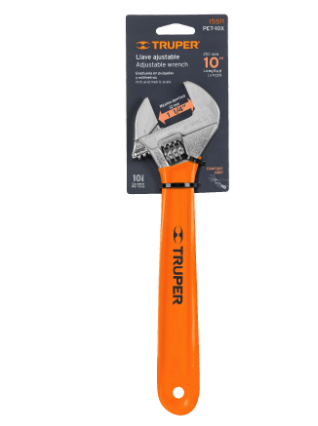 LLAVE AJUSTABLE (PERICO) 10'' CROMADA MANGO DE PVC, TRUPER 15511 *