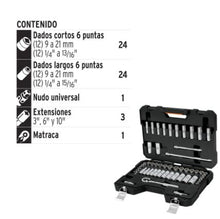 Cargar imagen en el visor de la galería, JUEGO DE 53 HERRAMIENTAS CUADRO 3/8&#39;&#39; MM PARA MECÁNICO 15689
