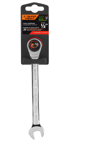 LLAVE COMBINADA CON MATRACA, 1/2' X 173 MM, TRUPER EXPERT 15738 *