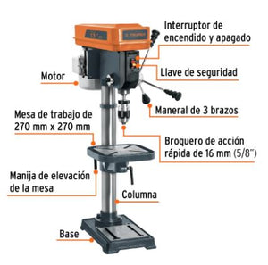 TALADRO DE PISO 13'' DE 560 W (3/4 HP), BROQUERO DE 5/8" 16178