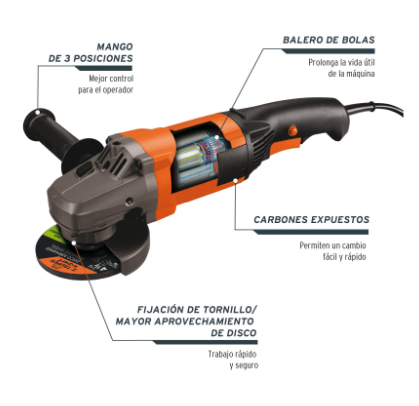 ESMERILADORA ANGULAR 4-1/2', PROFESIONAL, 1300 W 16684 *