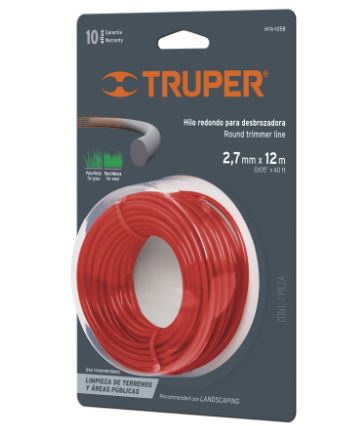 HILO REDONDO PARA DESBROZADORA, 12 M LARGO, 2.7 MM, BLISTER 16945 *