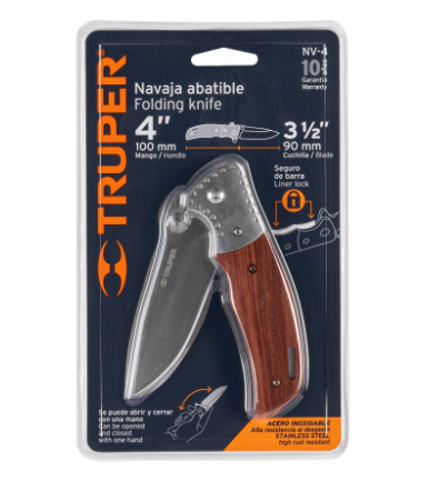 NAVAJA ABATIBLE MANGO DE MADERA, 4-1/2' TRUPER 16981 *