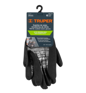 GUANTES DE NYLON RECUBIERTOS DE NITRILO ARENOSO, GRANDES 17065 P
