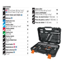 Cargar imagen en el visor de la galería, JUEGO DE 119 HERRAMIENTAS 1/4&#39;&#39; Y 3/8&#39;&#39; MIXTAS PARA MÉCANICO 17090 N
