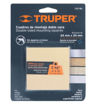 BLÍSTER CON 18 CUADROS DE MONTAJE DE 24 X 24 MM, TRUPER 17290 N