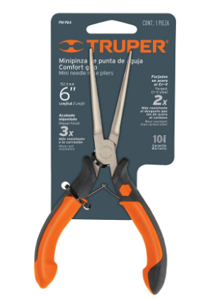 MINI PINZA DE PUNTA AGUJA, 6'' MANGO, COMFORT GRIP 17369 P