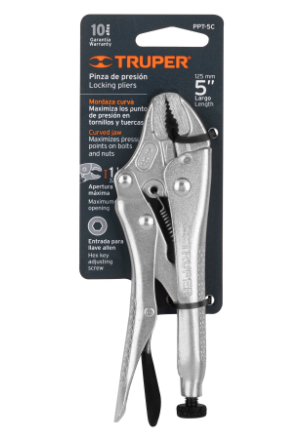 PINZA DE PRESIÒN 5'' MORDAZA CURVA, TRUPER 17420 *