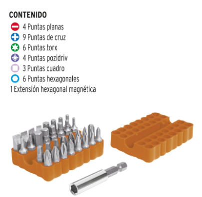 JUEGO DE PUNTAS MIXTAS, 1'' 33 PIEZAS 17788 P