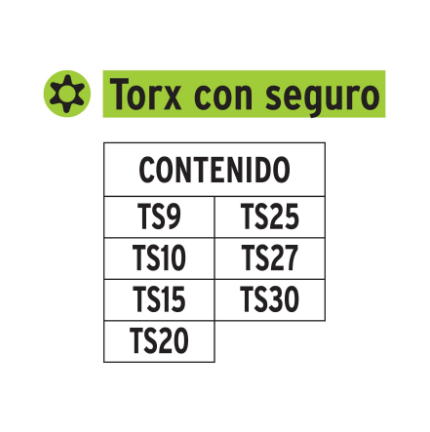 JUEGO DE PUNTAS TORX CON SEGURO, 1', 7 PIEZAS, EXPERT 17797 *