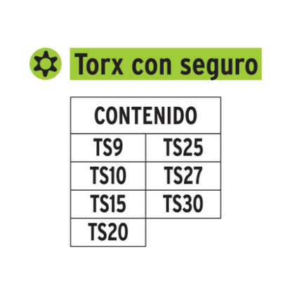 JUEGO DE PUNTAS TORX CON SEGURO, 1', 7 PIEZAS, EXPERT 17797 *